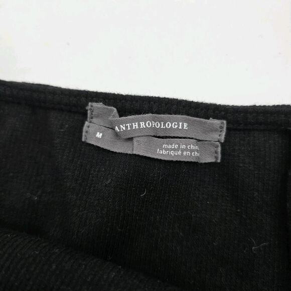 By Anthropologie Top Womens Medium Black Tank Ribbed Cropped One Shoulder - Picture 3 of 10